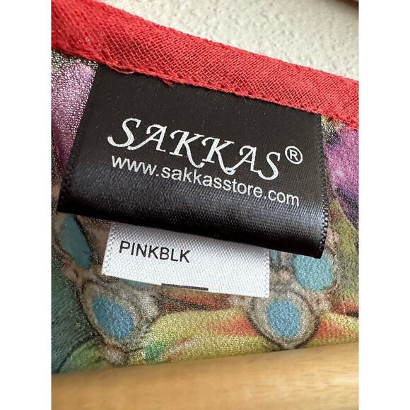 Sakkas Georgettina Flowy Rhinestone‎ V Neck Long Caftan Dress/Cover Up - Picture 7 of 8